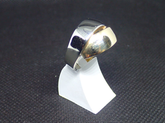 Bague bicolore en or jaune 750/ème de 10g / Bijoux d'occasion