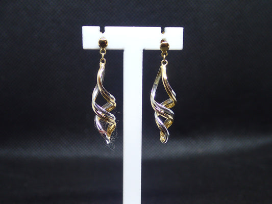 Boucle d'oreille en or bicolore 750/ème de 1.13g, torsadé / Bijoux d'occasion