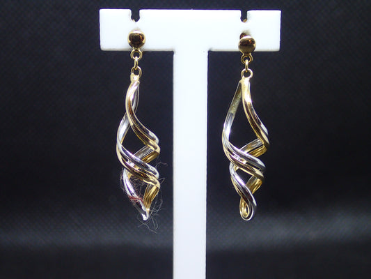 Boucle d'oreille en or bicolore 750/ème de 1.13g, torsadé / Bijoux d'occasion