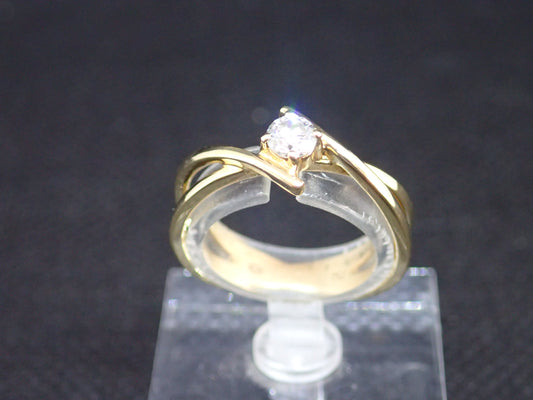 Bague en or jaune 752/ème de 3.15g, diamant / Bijoux d'occasion