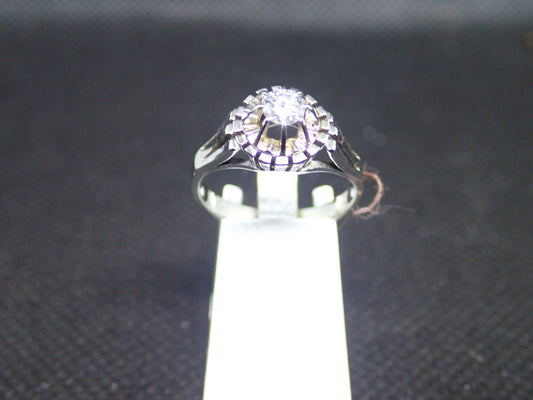 Solitaire en or blanc 750/ème de 3g,  diamant / Bijoux d'occasion