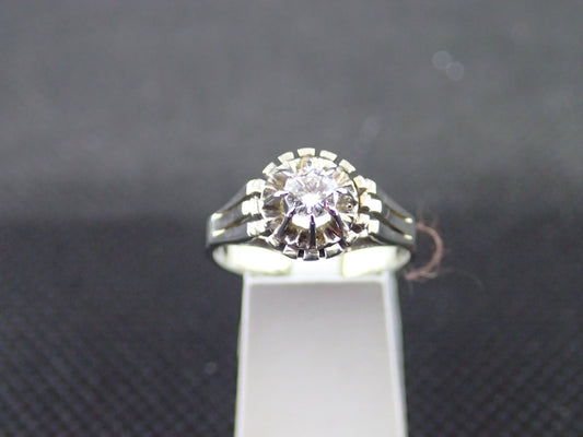Solitaire en or blanc 750/ème de 3g,  diamant / Bijoux d'occasion