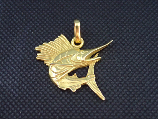 Pendentif espadon en or jaune 750/ème de 8,66g / Bijoux d'occasion