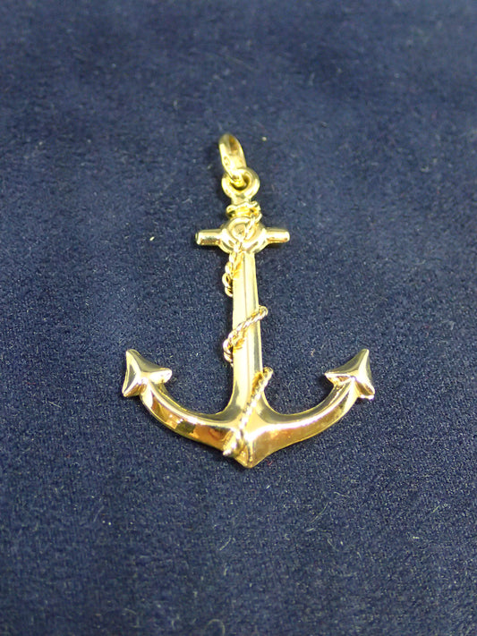 Pendentif ancre marine en or jaune 750/ème de 2.45g / Bijoux d'occasion