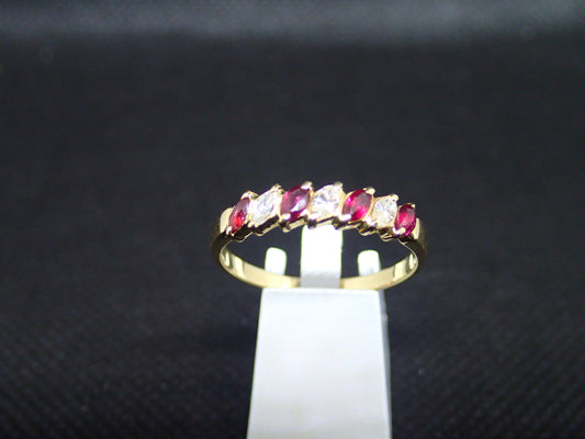 Bague en or jaune 750/ème de 2.59g, rubis, diamant / Bijoux d'occasion