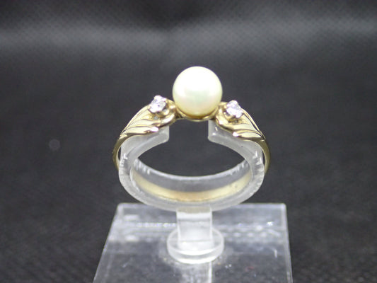 Bague perle en or jaune 750/ème de 1.70g, oxyde / Bijoux d'occasion