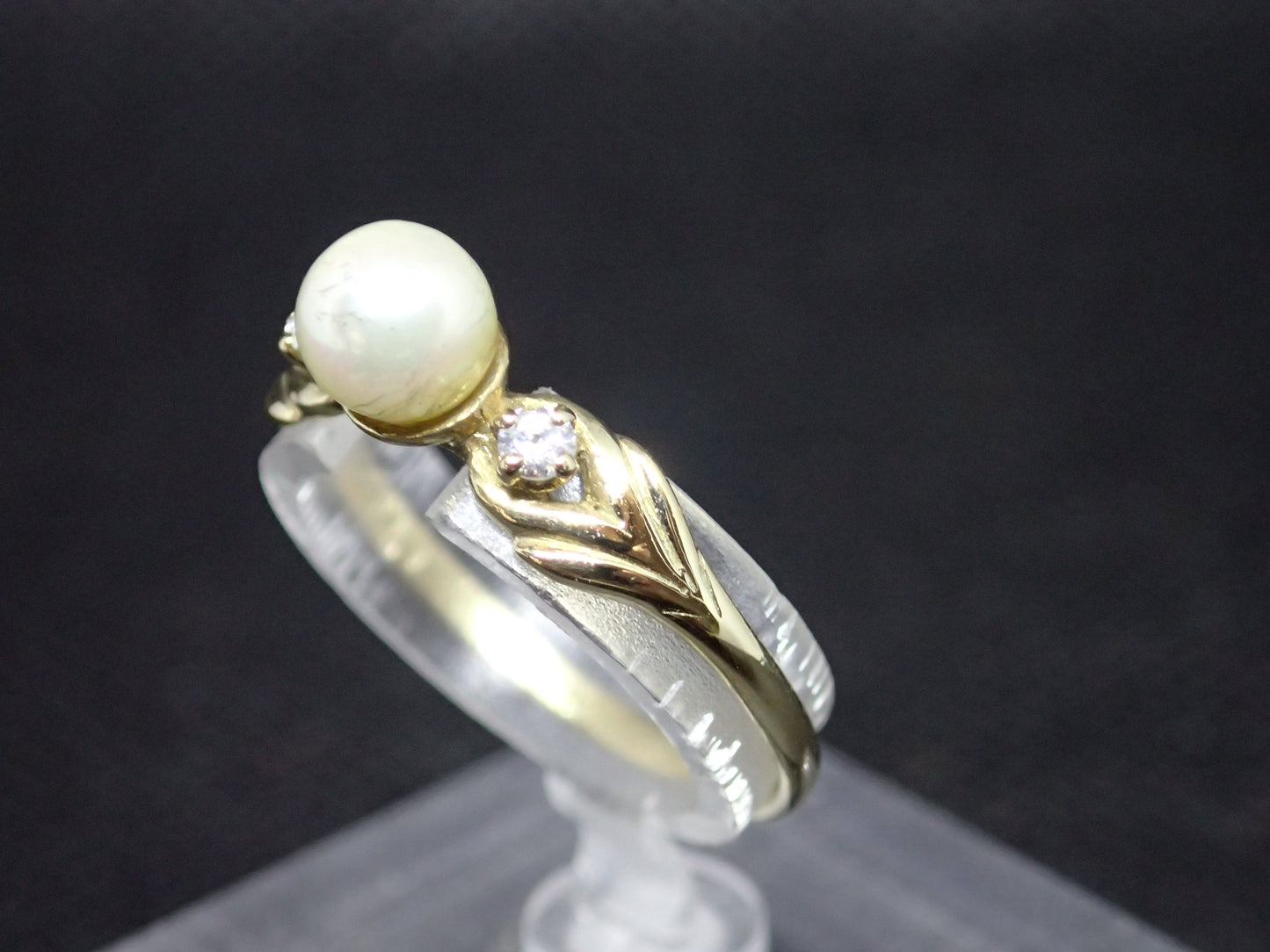 Bague perle en or jaune 750/ème de 1.70g, oxyde / Bijoux d'occasion