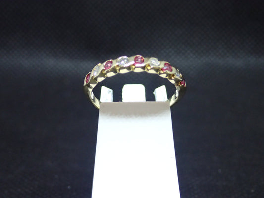 Bague en or jaune 750/ème de 2.35g, rubis, diamant / Bijoux d'occasion