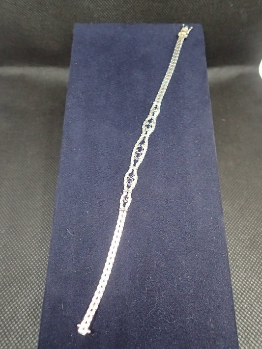 Bracelet en or gris 750/ème de 13.94g, saphir / Bijoux d'occasion