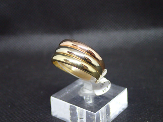 Bague tricolore en or 750/ème de 4.54g / Bijoux d'occasion