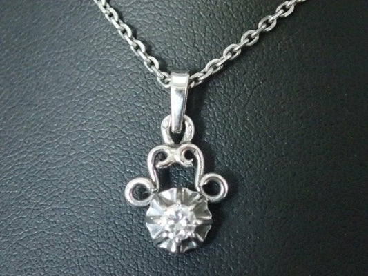 Chaine maille forçat en or blanc 750/ème de 6.30g, diamant / Bijoux d'occasion