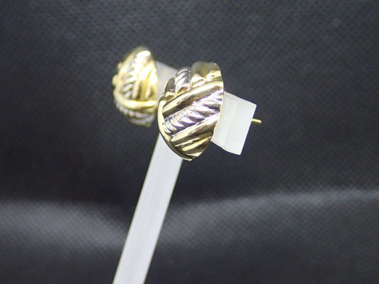 Boucle d'oreille bouton or jaune 750/ème de 2.98g, bicolore / Bijoux d'occasion