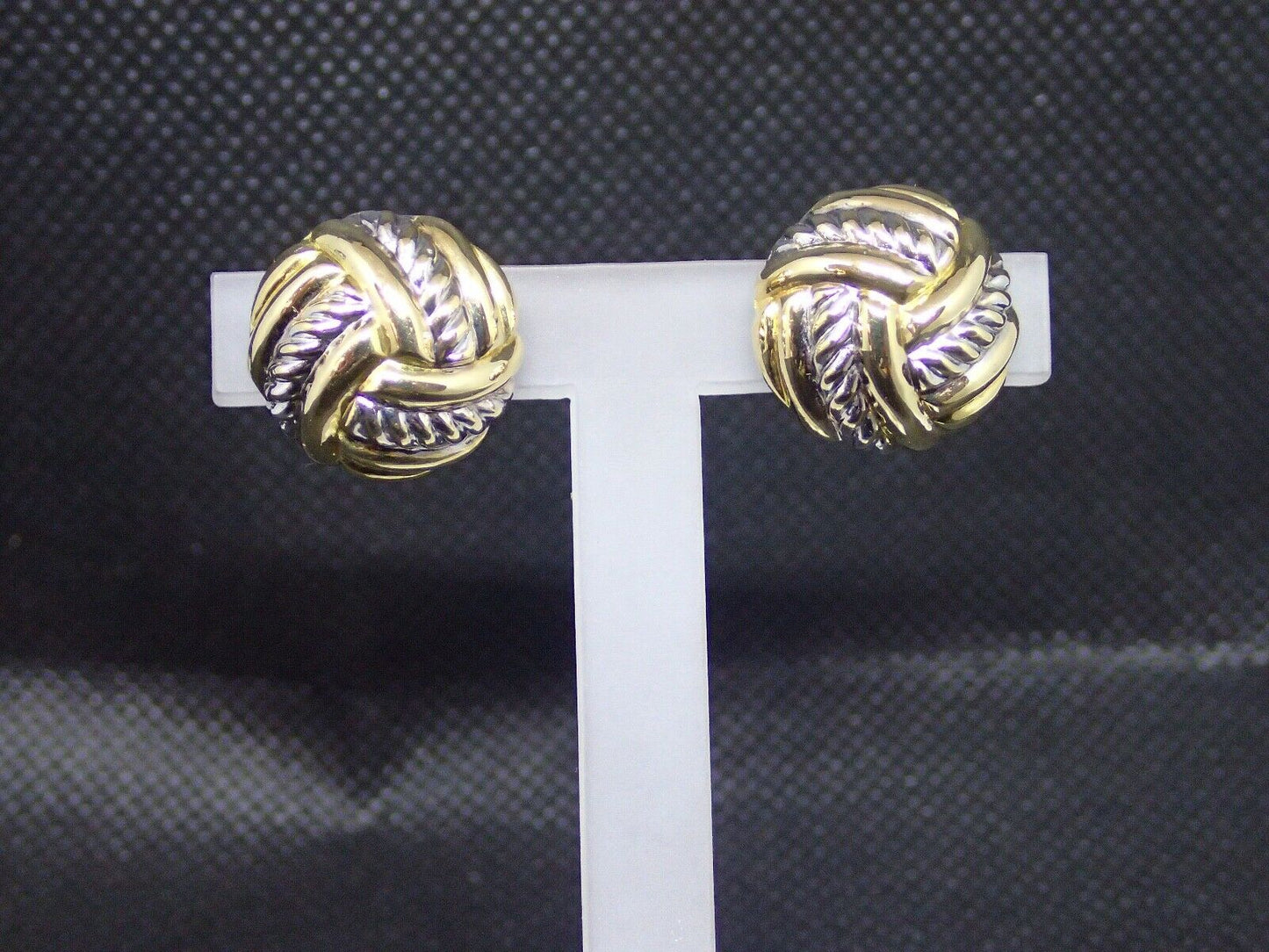 Boucle d'oreille bouton or jaune 750/ème de 2.98g, bicolore / Bijoux d'occasion